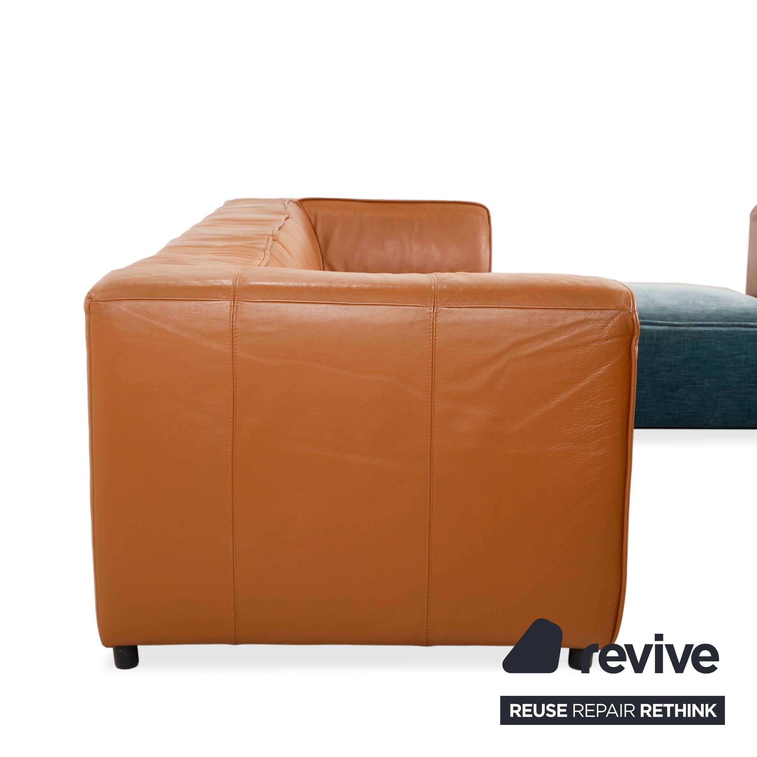 BoConcept Carmo Leather Corner Sofa Brown Cognac Sofa Couch
