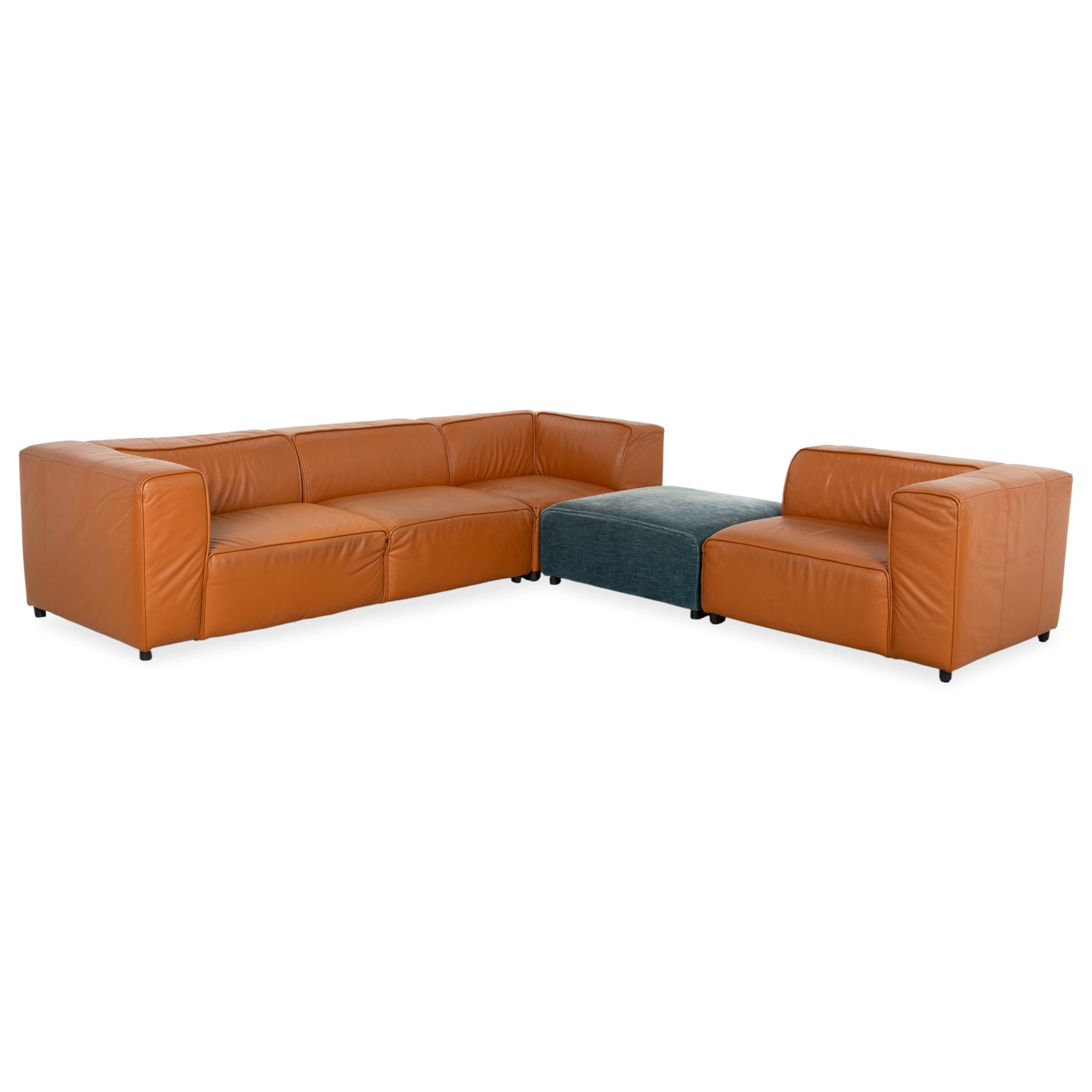 BoConcept Carmo Leather Corner Sofa Brown Cognac Sofa Couch