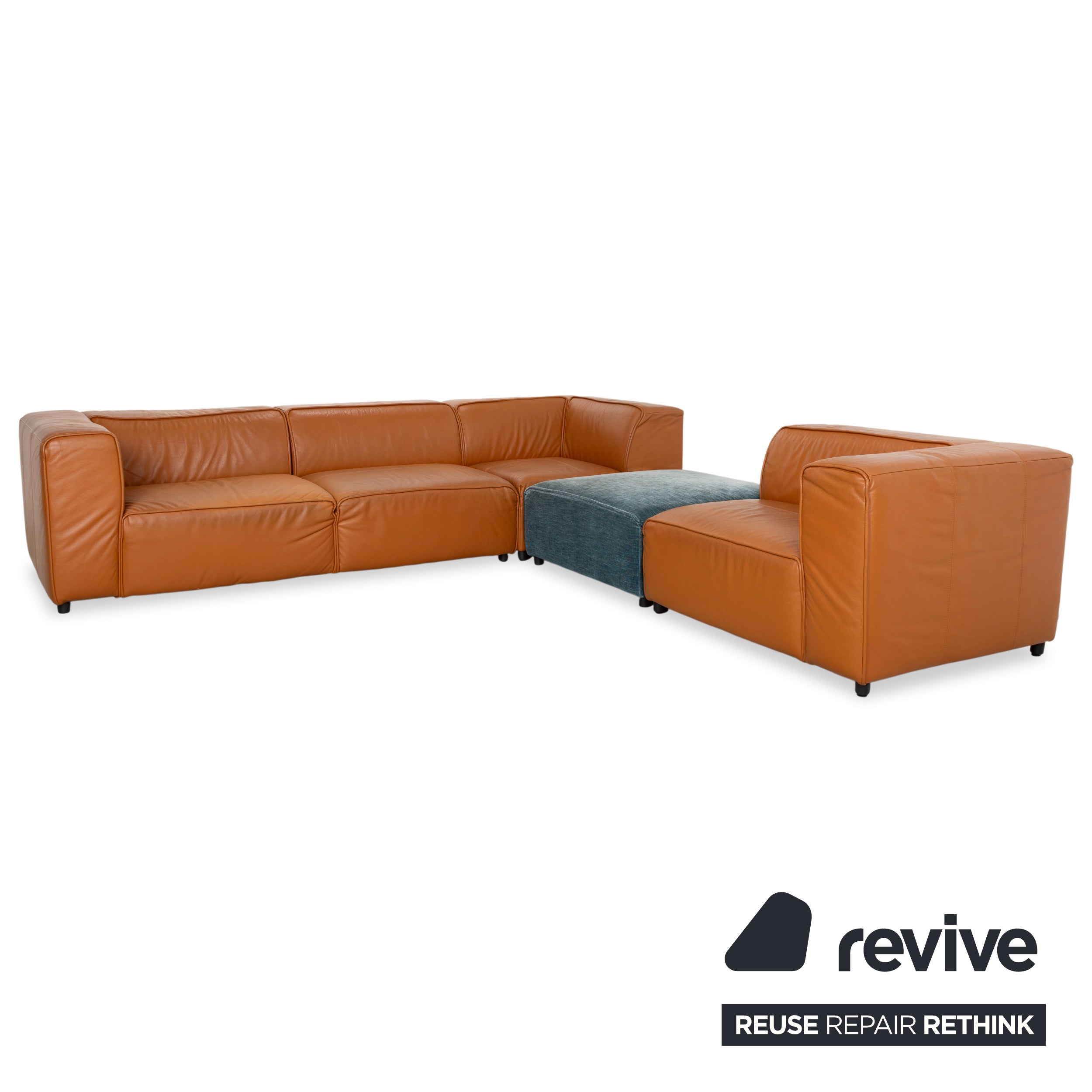 BoConcept Carmo Leather Corner Sofa Brown Cognac Sofa Couch