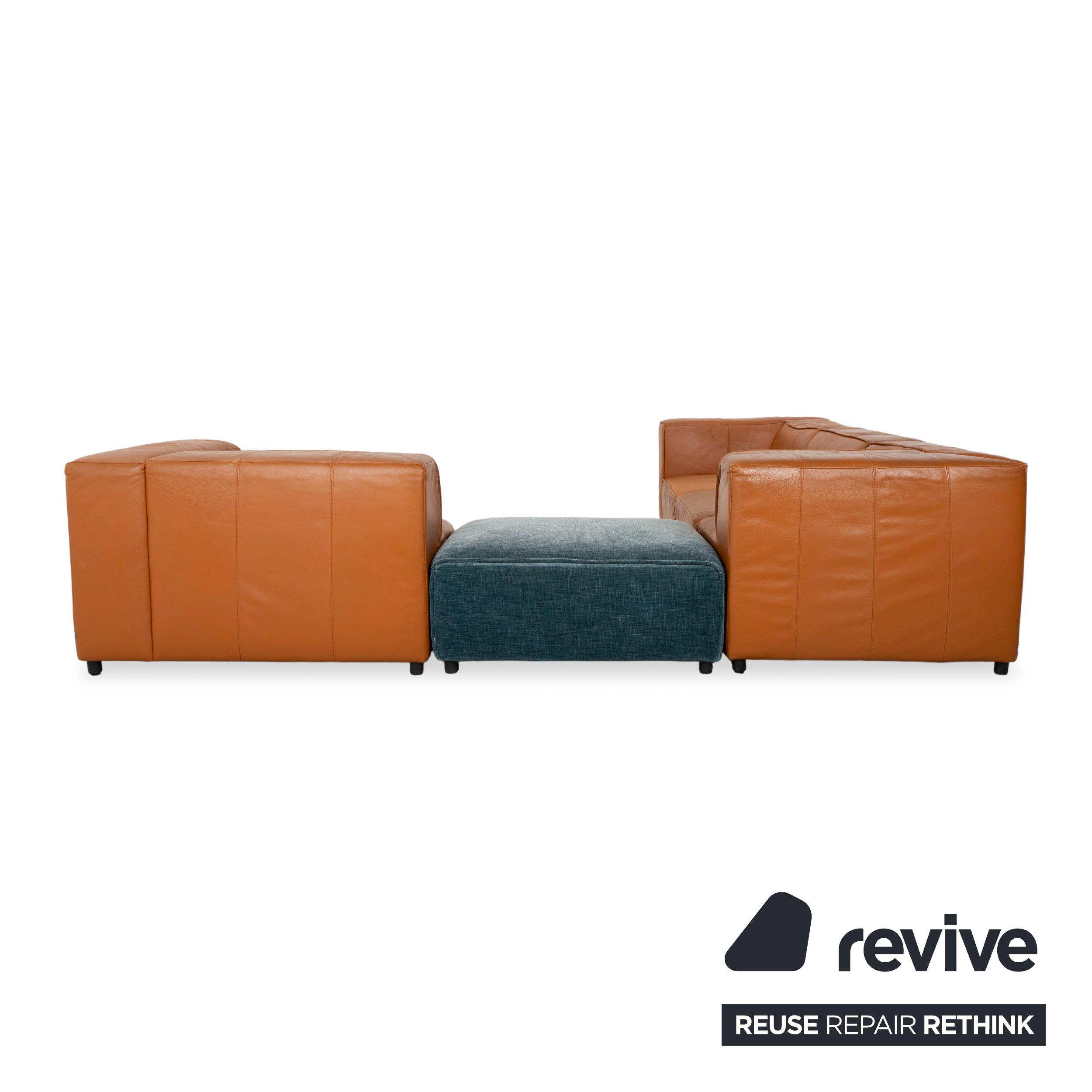 BoConcept Carmo Leather Corner Sofa Brown Cognac Sofa Couch