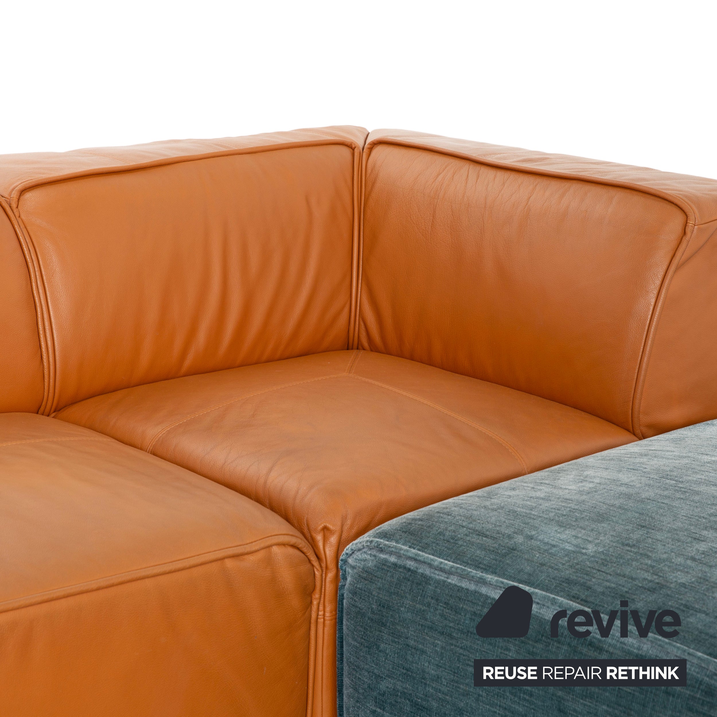 BoConcept Carmo Leather Corner Sofa Brown Cognac Sofa Couch