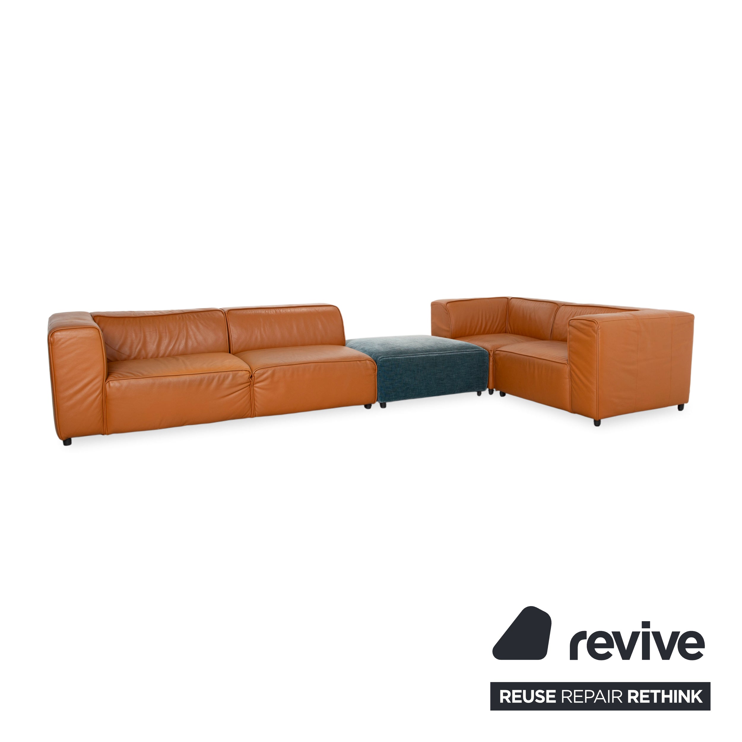 BoConcept Carmo Leather Corner Sofa Brown Cognac Sofa Couch