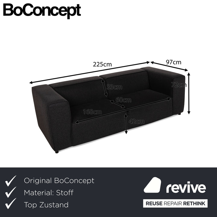 BoConcept Carmo Stoff Zweisitzer Grau Sofa Couch