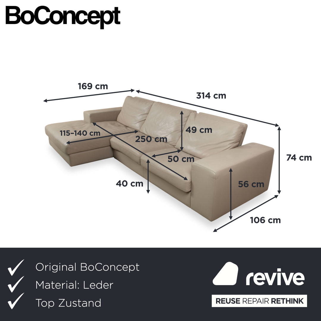 BoConcept Cenova Leder Ecksofa Beige Creme Sofa Couch manuelle Funktion