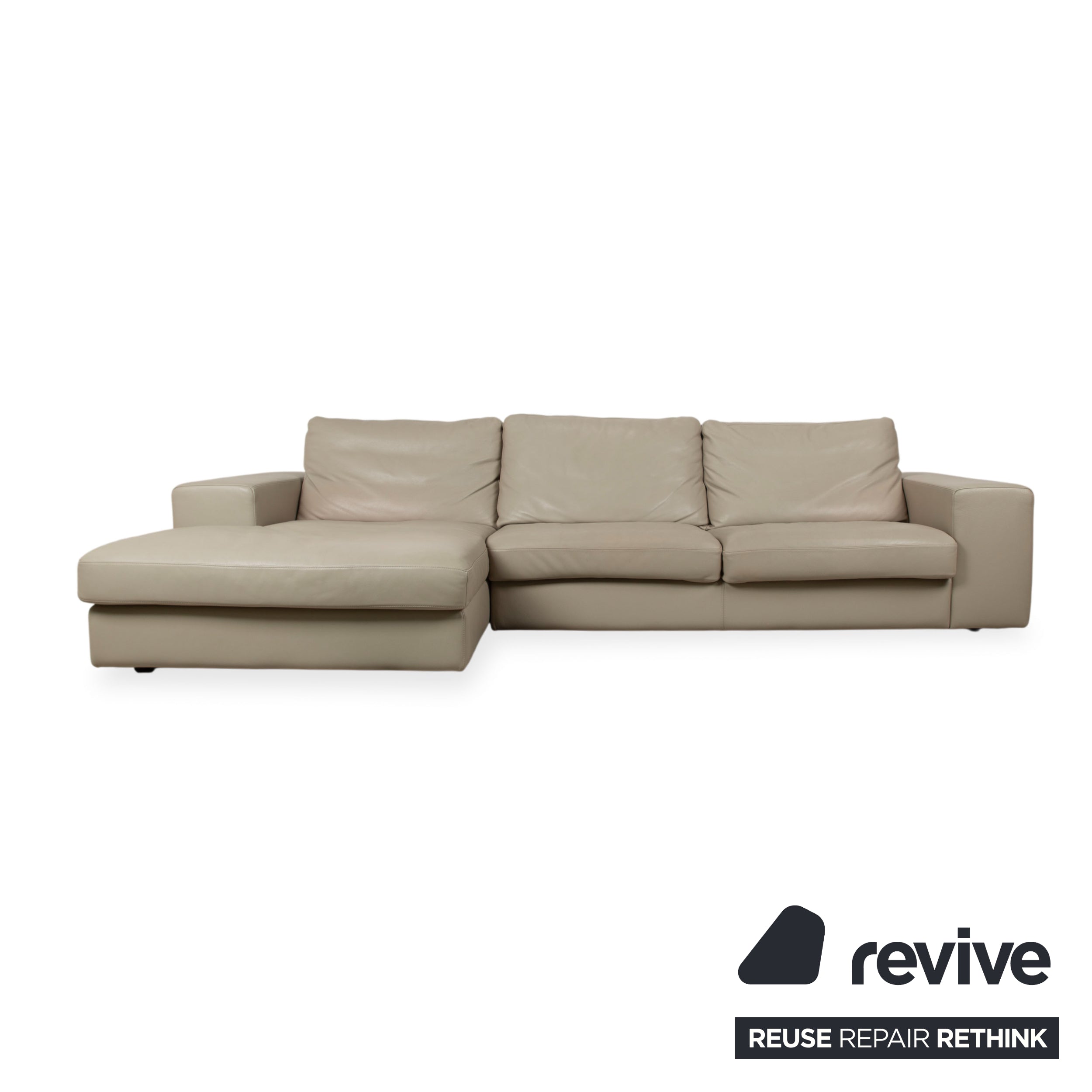 BoConcept Cenova Leather Corner Sofa Beige Cream Sofa Couch Manual Function