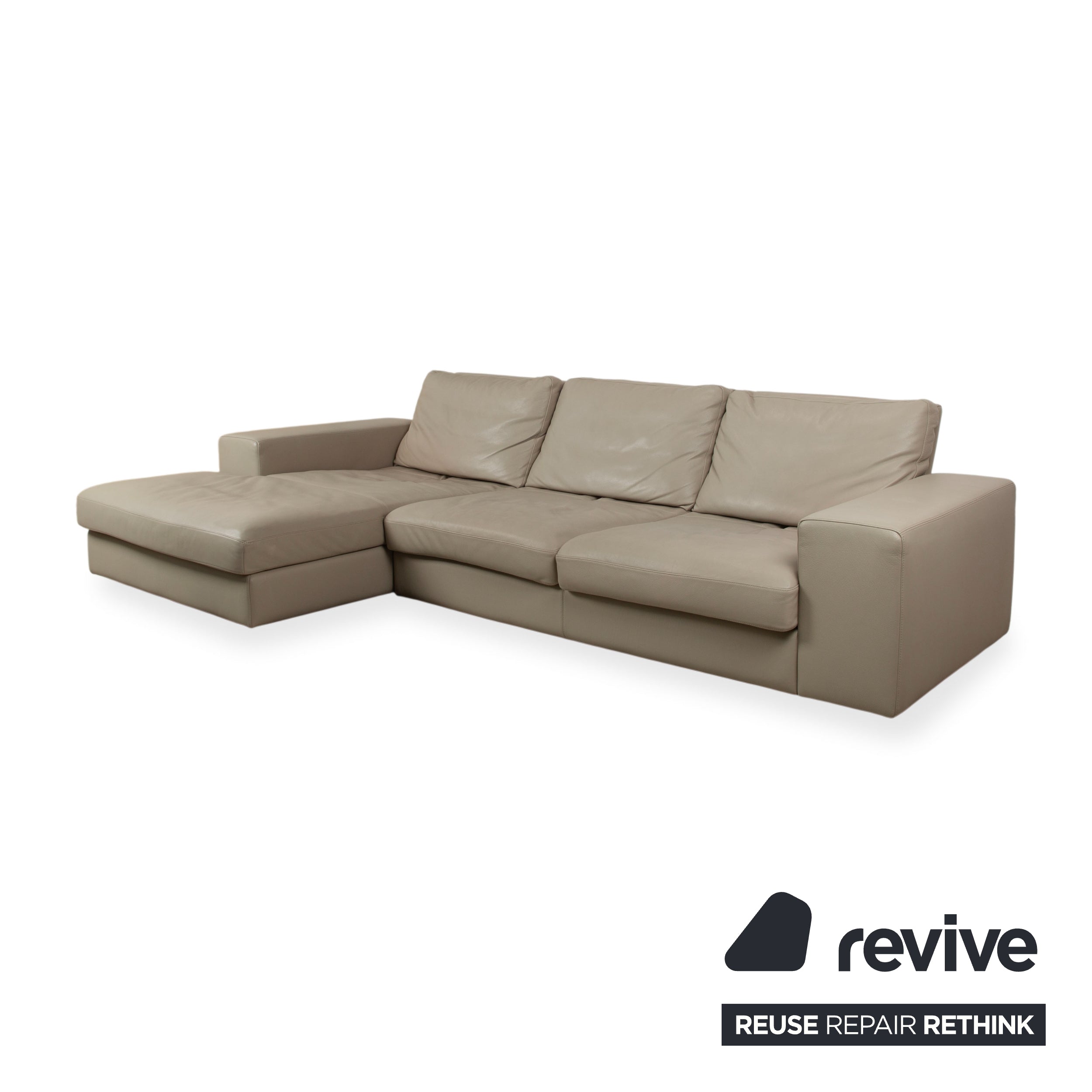 BoConcept Cenova Leather Corner Sofa Beige Cream Sofa Couch Manual Function