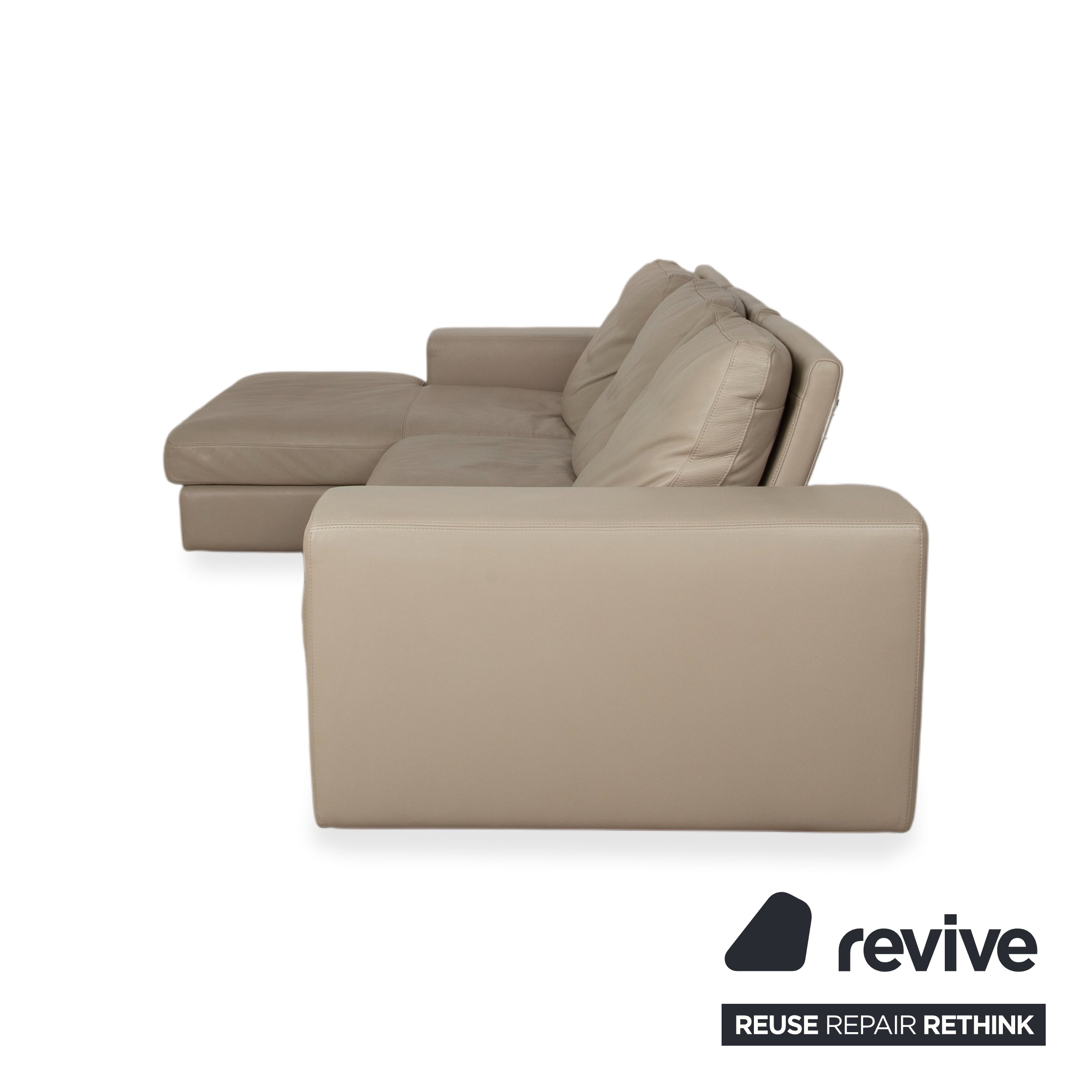 BoConcept Cenova Leather Corner Sofa Beige Cream Sofa Couch Manual Function