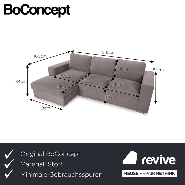 BoConcept Cenova Fabric Corner Sofa Grey Recamiere Left Sofa Couch