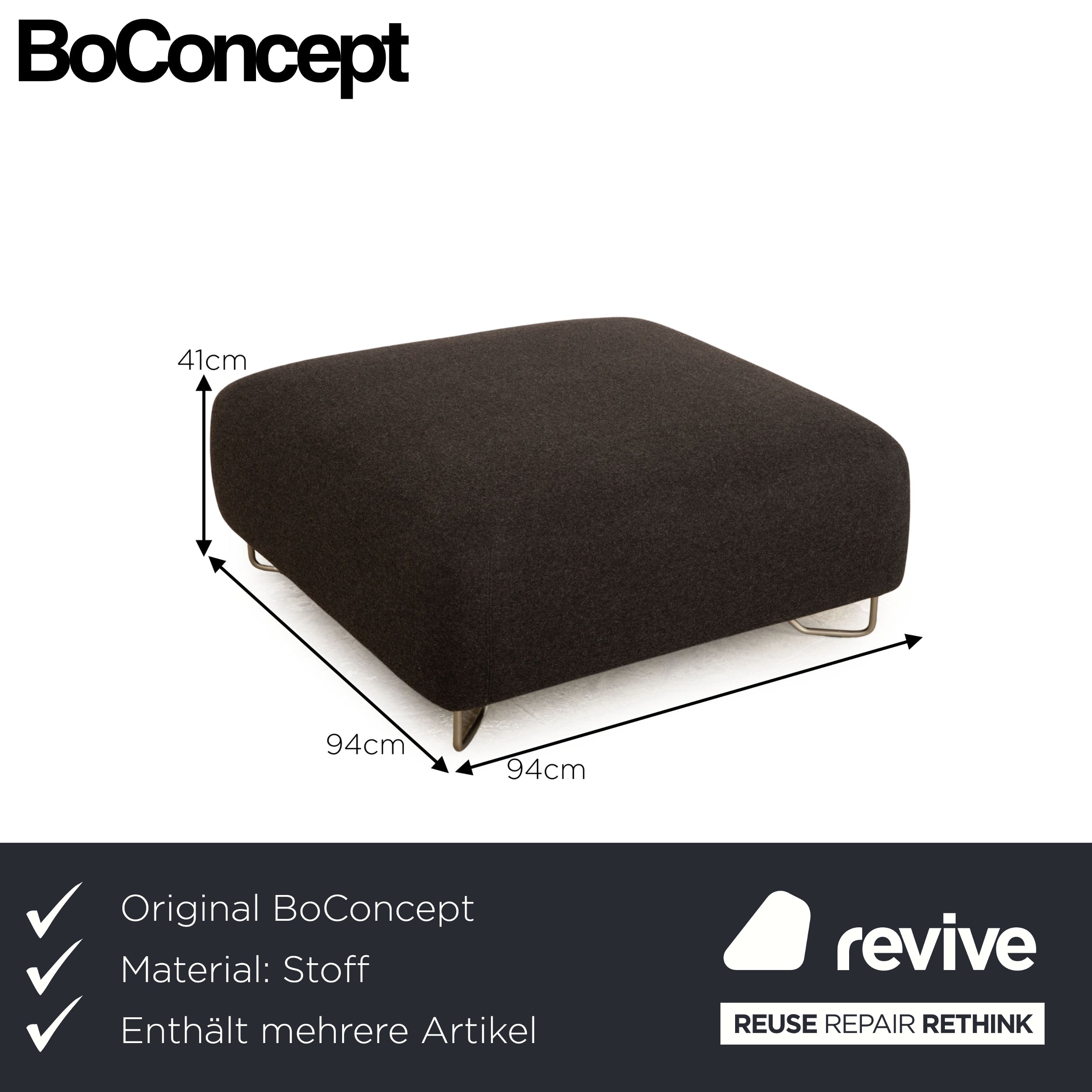 BoConcept Como Stoff Sofa Garnitur Grau Zweisitzer Hocker Sofa Couch