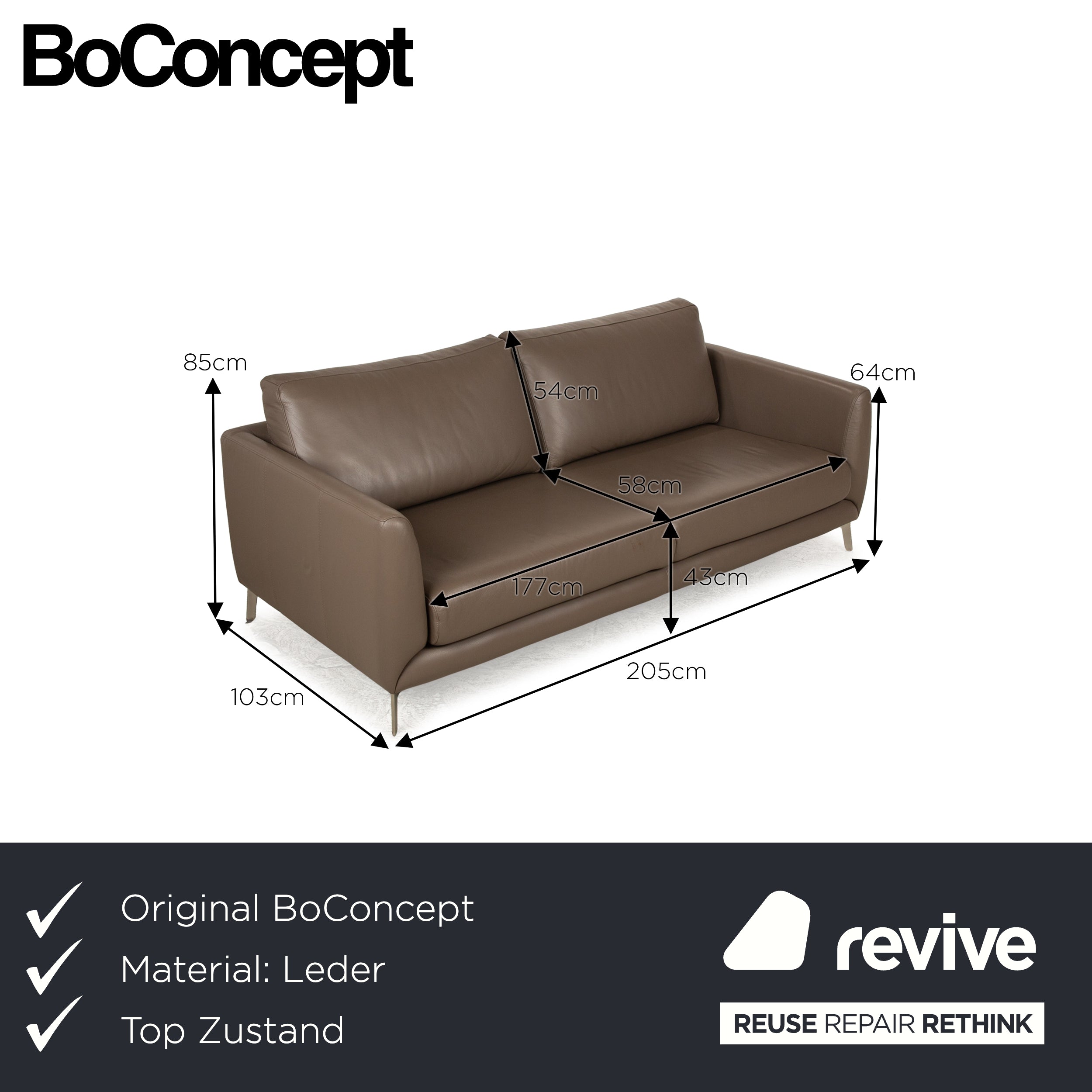 BoConcept Fargo Canapé 2 places en cuir marron