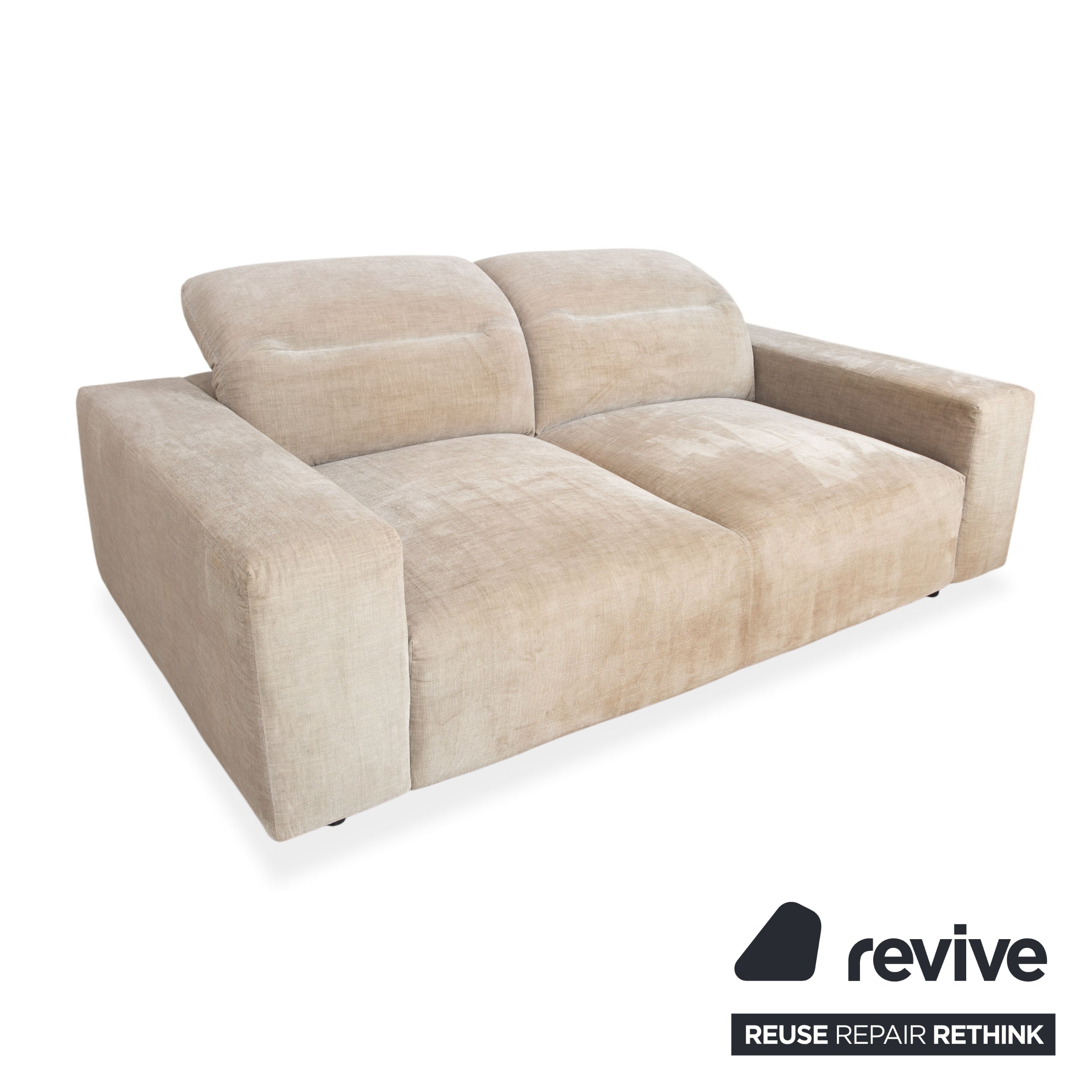 BoConcept Hampton Fabric Two-Seater Beige Sofa Couch Manual Function