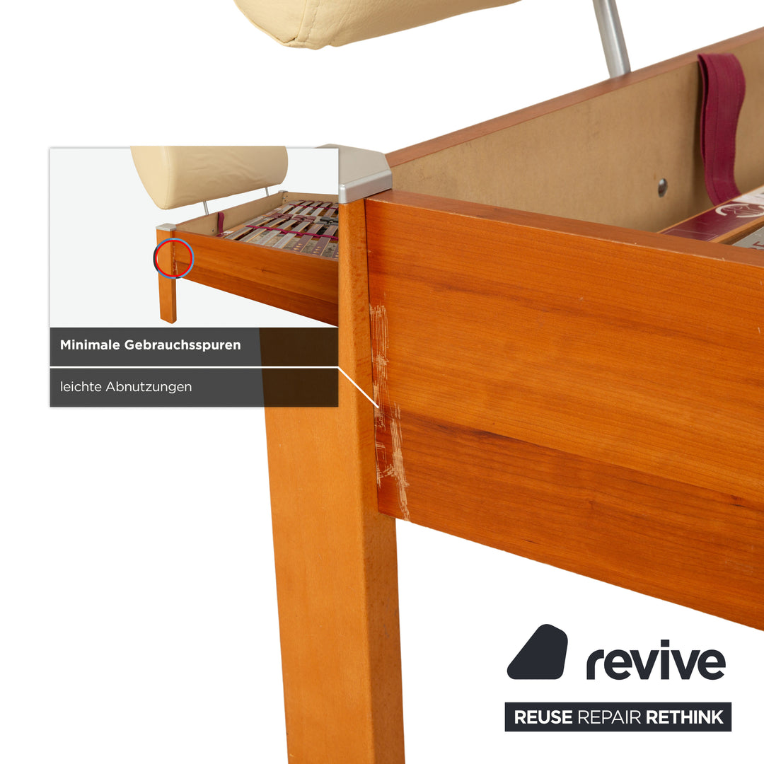 BoConcept Wood Leather Bed Brown Beige