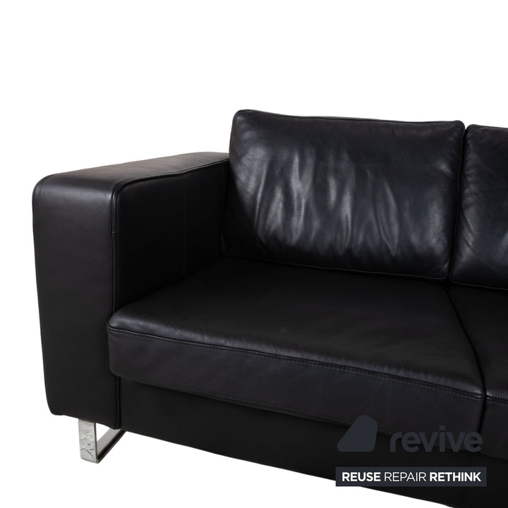 BoConcept Indivi Garnitur Leder Zweisitzer Hocker Schwarz Sofa Couch