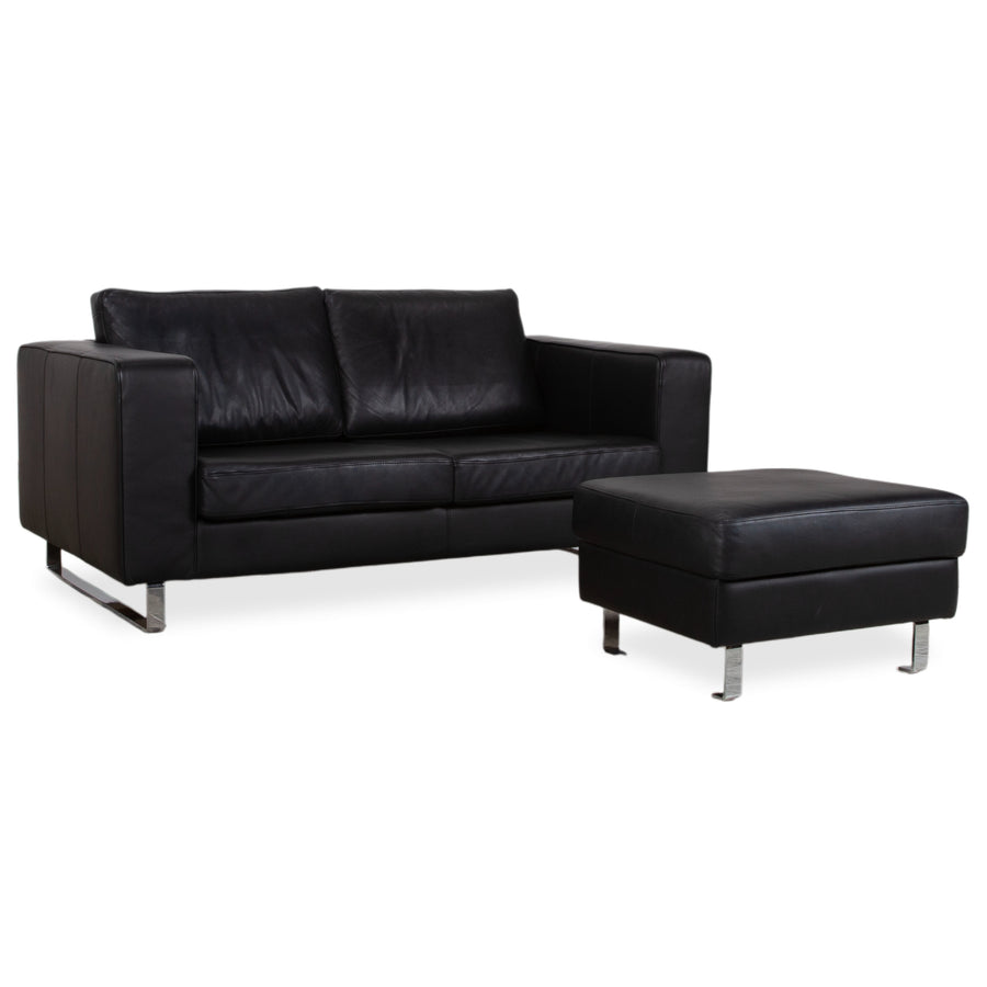 BoConcept Indivi Garnitur Leder Zweisitzer Hocker Schwarz Sofa Couch