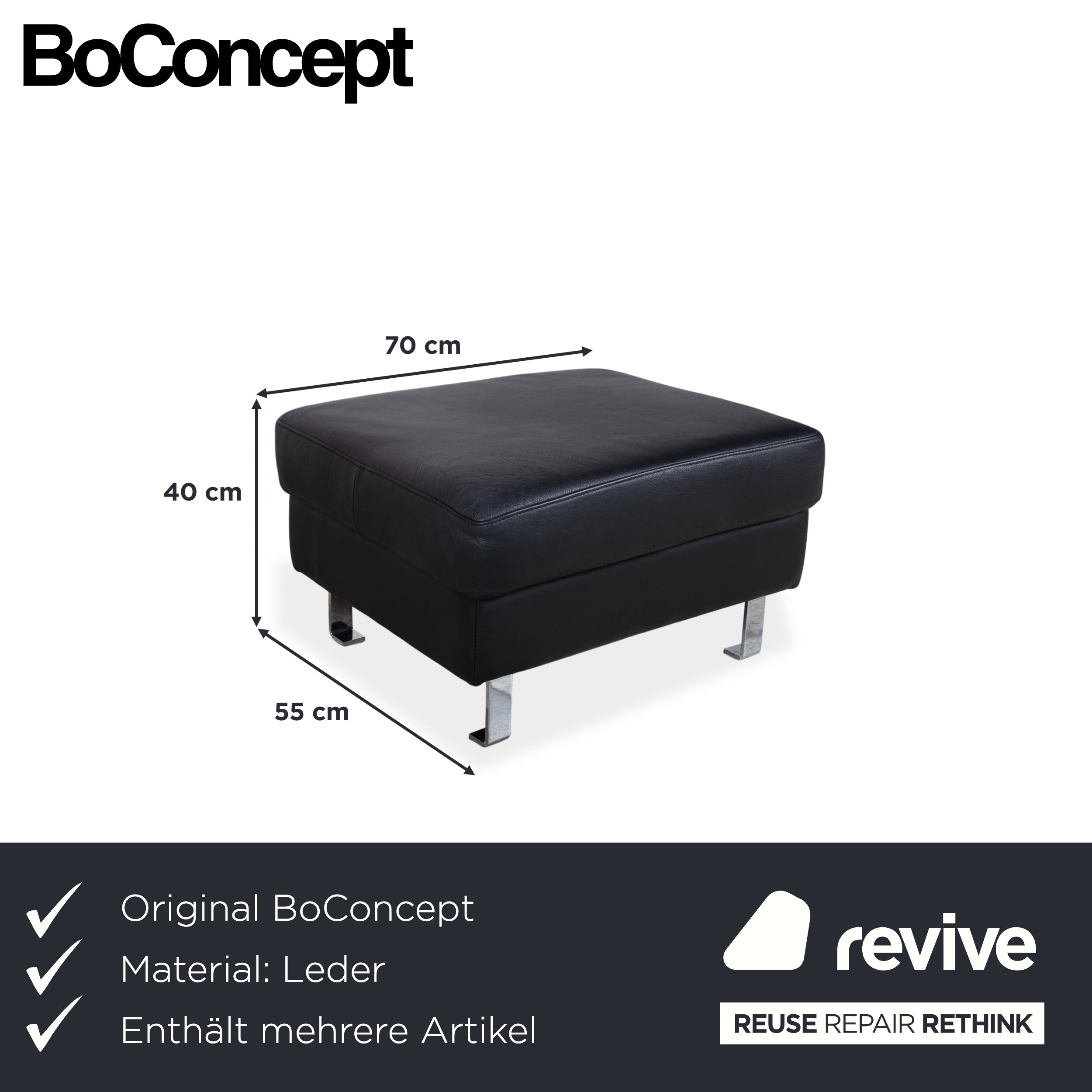 BoConcept Indivi Garnitur Leder Zweisitzer Hocker Schwarz Sofa Couch
