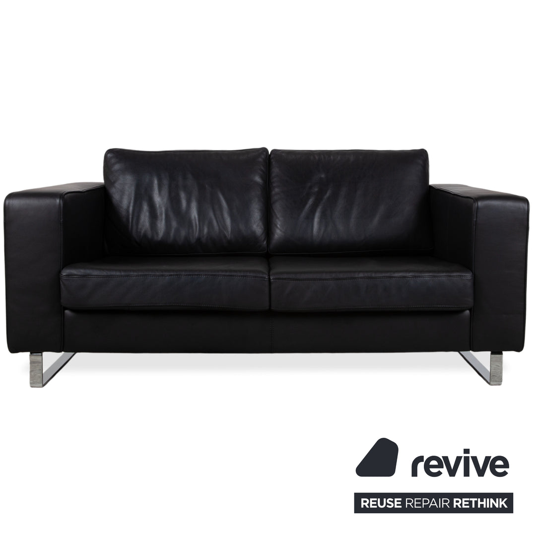 BoConcept Indivi Garnitur Leder Zweisitzer Hocker Schwarz Sofa Couch