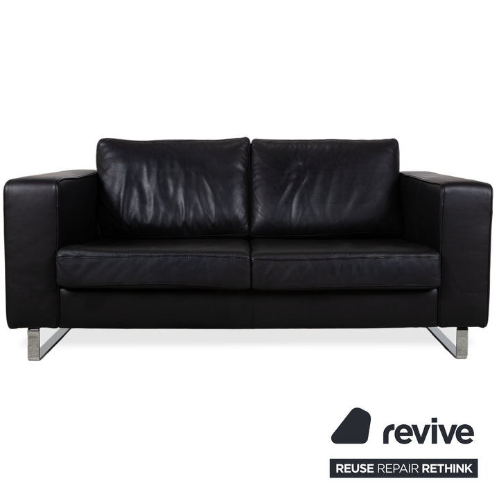 BoConcept Indivi Garnitur Leder Zweisitzer Hocker Schwarz Sofa Couch