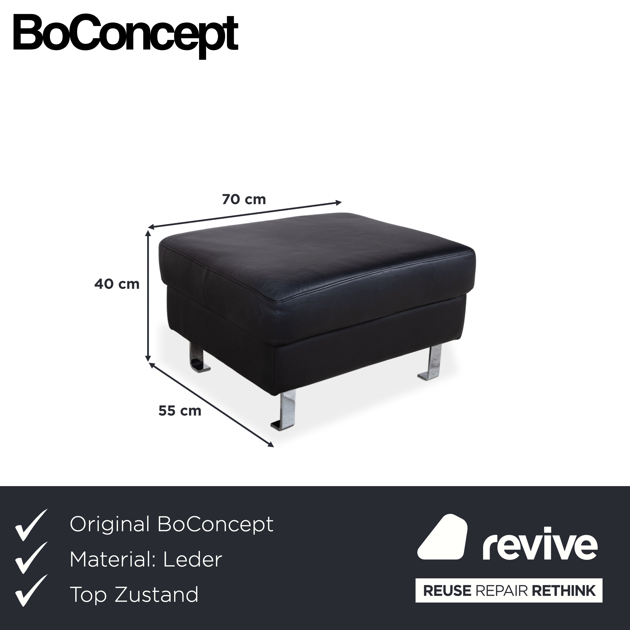 BoConcept Indivi Leder Hocker Schwarz