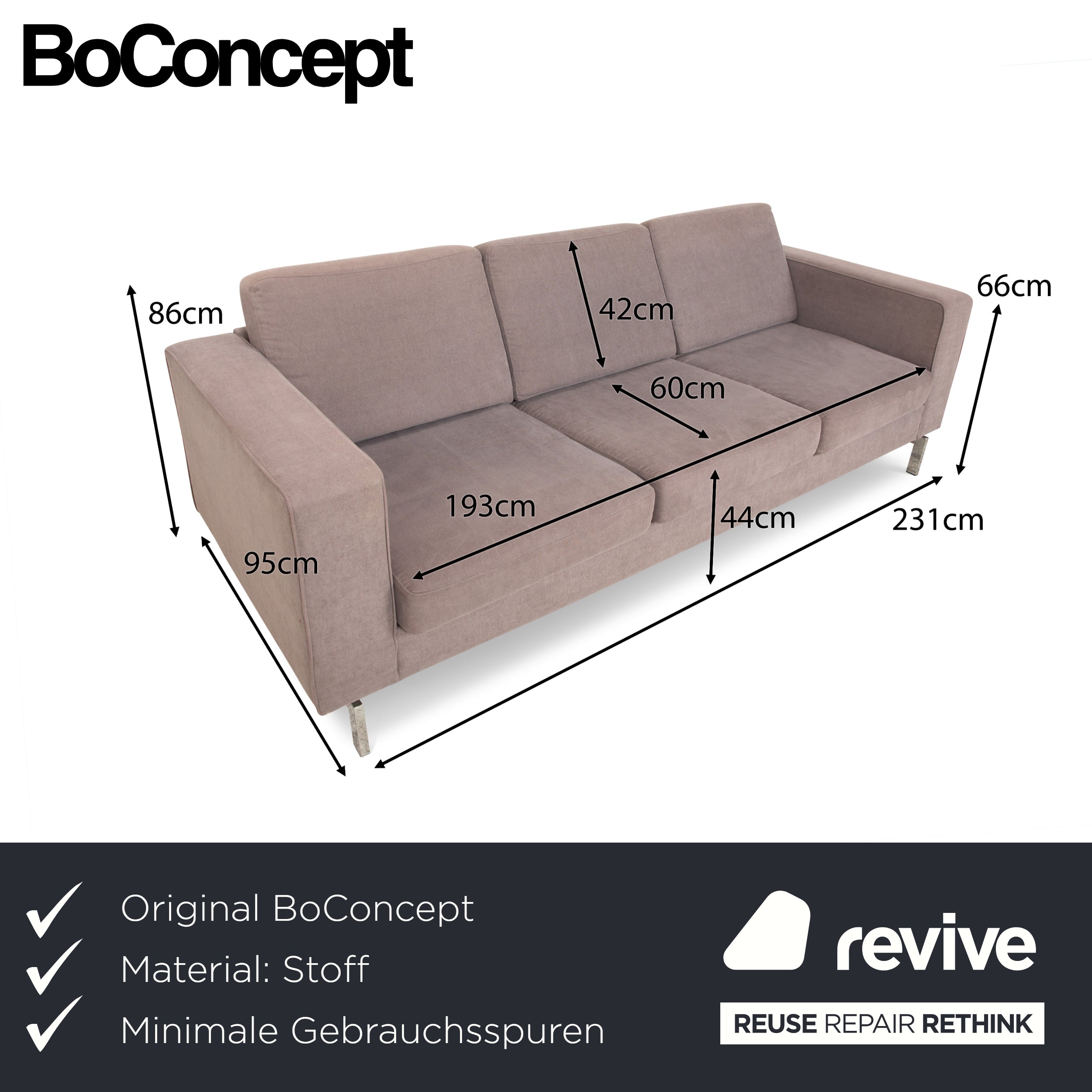 BoConcept Indivi Stoff Dreisitzer Grau Braun Sofa Couch