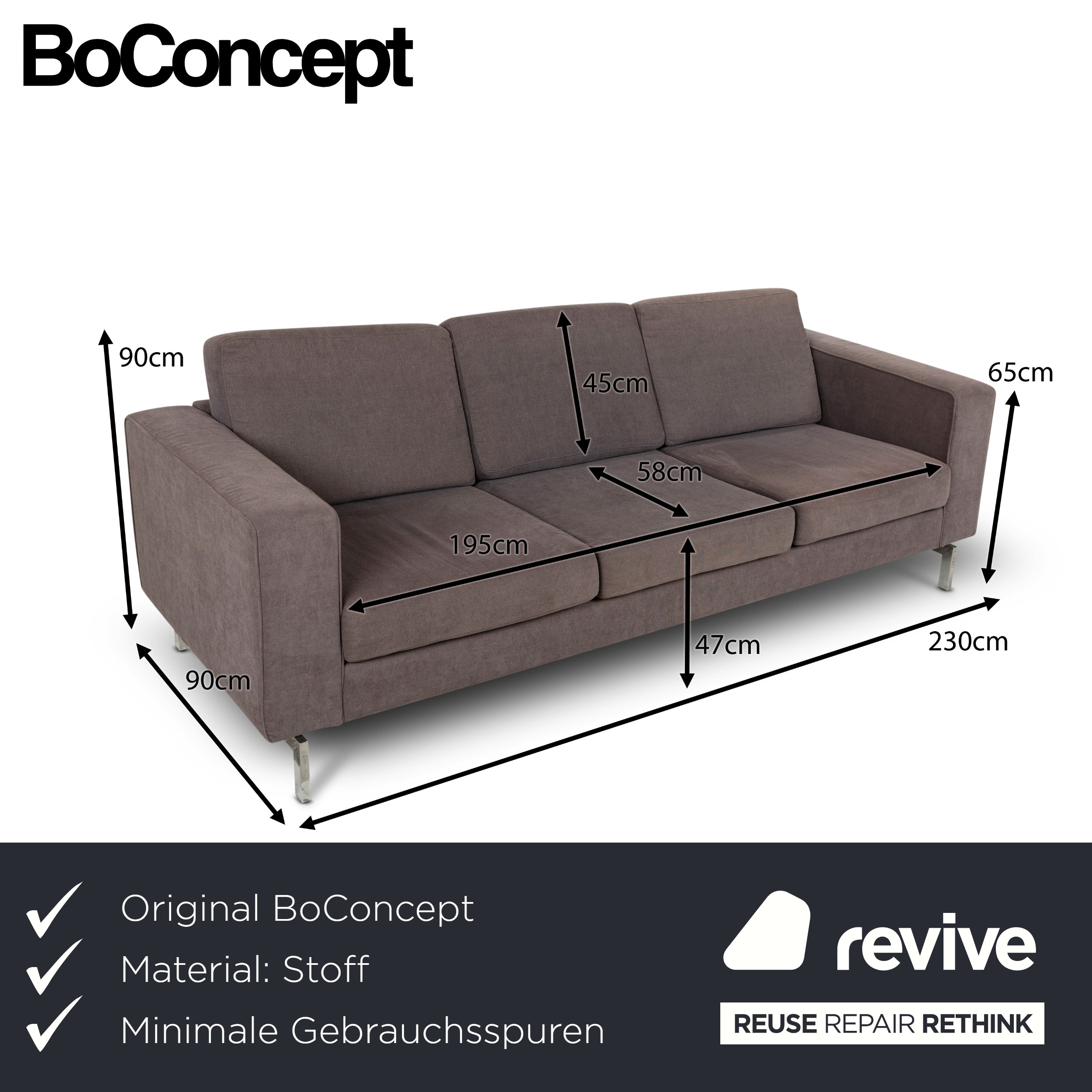 BoConcept Indivi Stoff Dreisitzer Grau Braun Sofa Couch