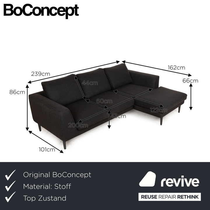 BoConcept Indivi Fabric Corner Sofa Grey Recamiere Right Sofa Couch