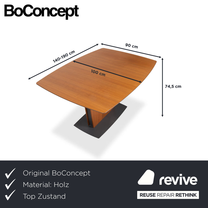 BoConcept Milano Wood Metal Dining Table Brown Black Extendable 140-190 x 90 cm