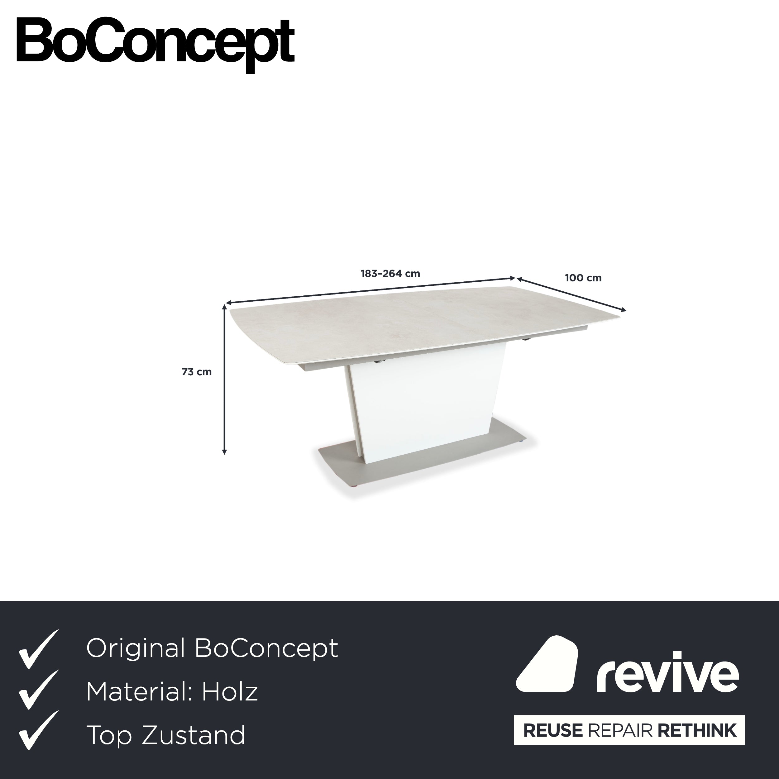 BoConcept Milano Metall Kunststoff Verbundstoff Grau Weiß Ausziehfunktion