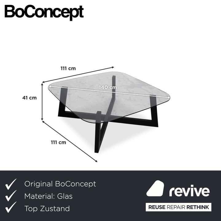 BoConcept Occa Couchtisch Glas Transparent Schwarz Gestell