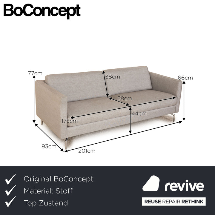 BoConcept Osaka Fabric Three Seater Gray Sofa Couch