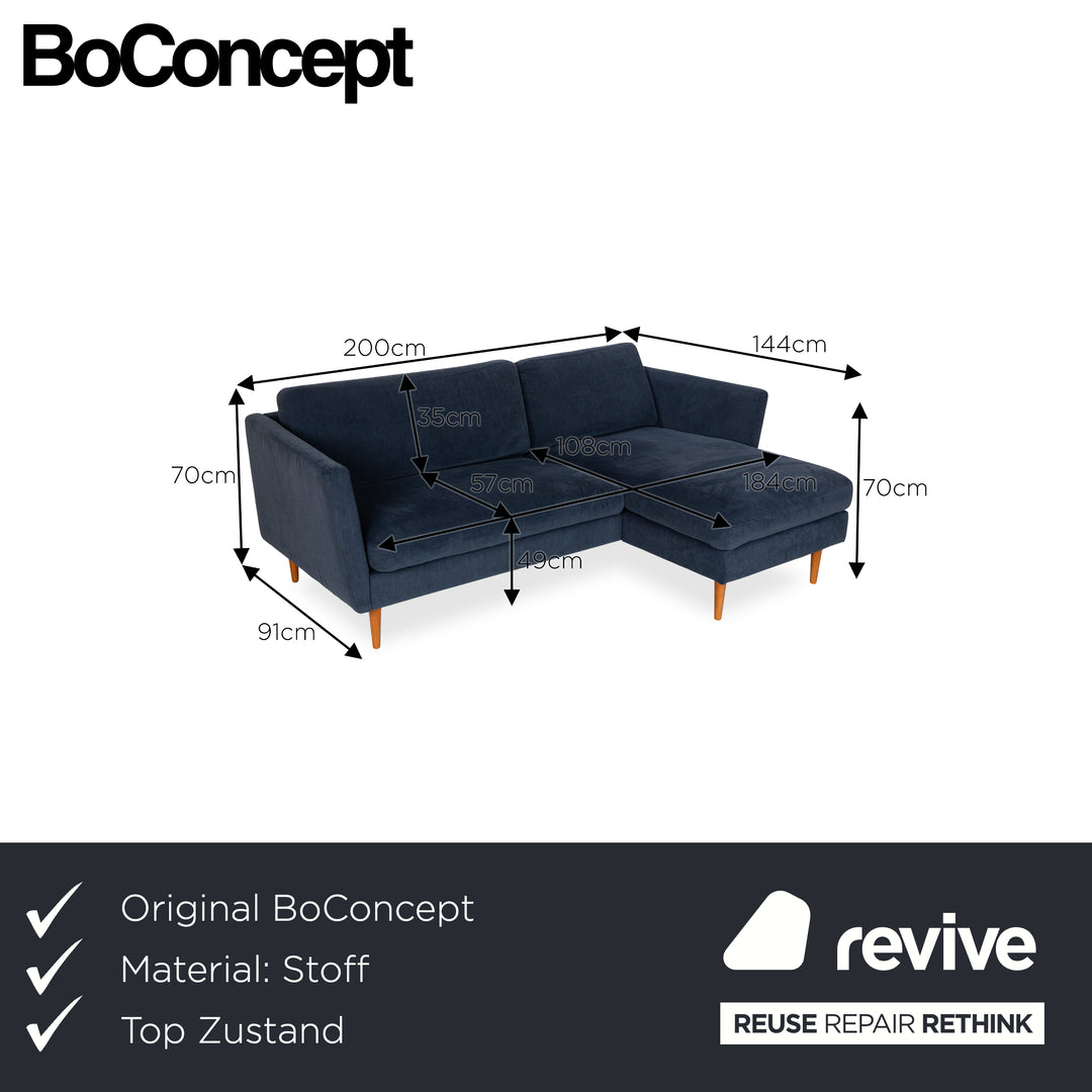 BoConcept Osaka Stoff Ecksofa	Blau Dunkelblau Recamiere Rechts Sofa Couch