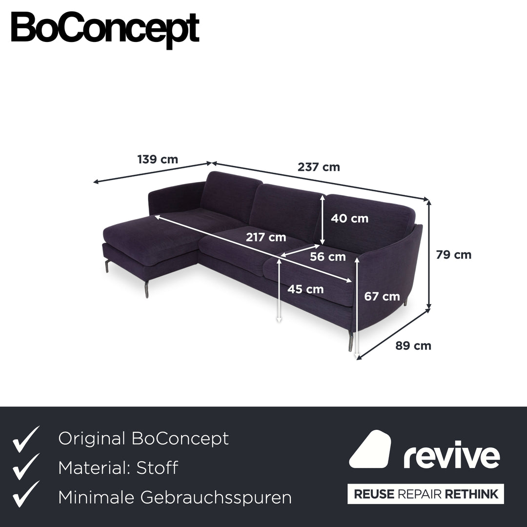 BoConcept Osaka Stoff Ecksofa Blau Lila Aubergine Sofa Couch