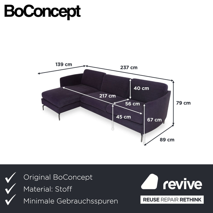 BoConcept Osaka Stoff Ecksofa Blau Lila Aubergine Sofa Couch