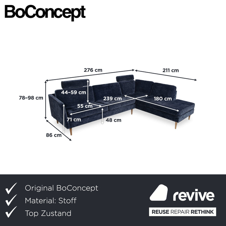 BoConcept Osaka Stoff Ecksofa Blau Sofa Couch Kopfstützen manuelle Funktion