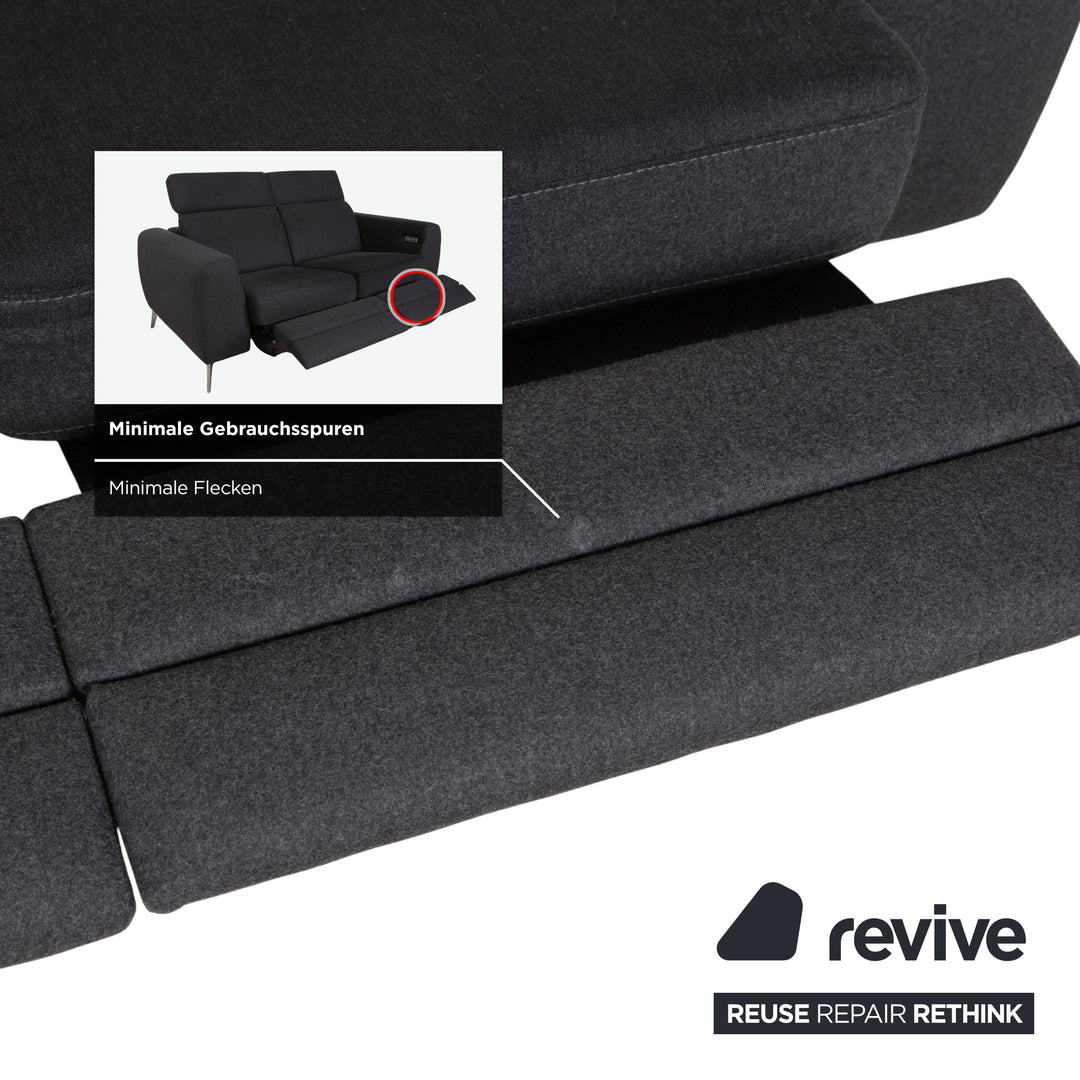 BoConcept Pravo Fabric Two-Seater Sofa Dark Grey Couch with Electric Function