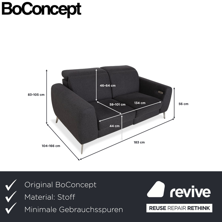 Canapé deux places BoConcept Pravo en tissu gris foncé avec fonction électrique