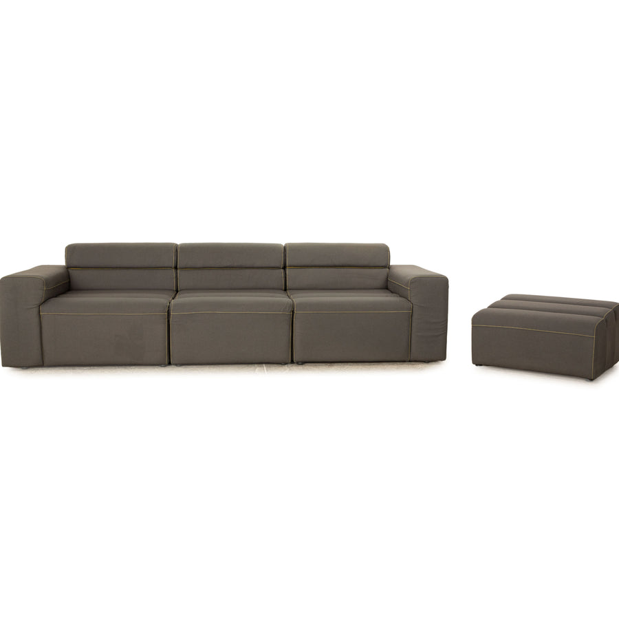 BoConcept Smartville Stoff Sofa Garnitur Grau Dreisitzer Hocker Sofa Couch
