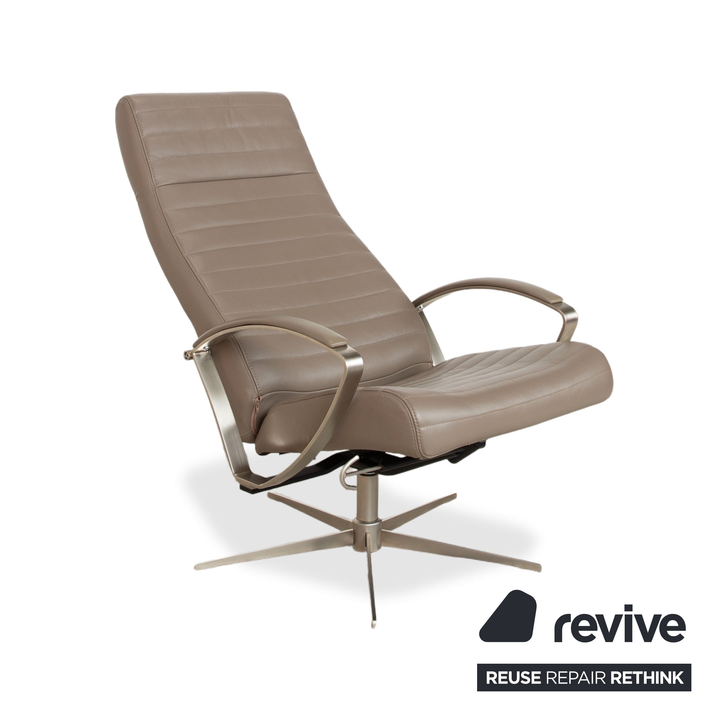BoConcept Wing Armchair Leather Olive Green Beige Grey Taupe manual function