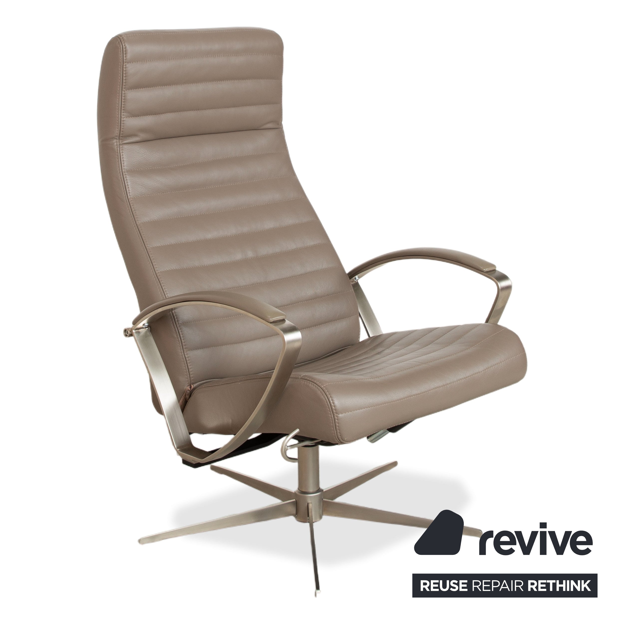 BoConcept Wing Armchair Leather Olive Green Beige Grey Taupe manual function