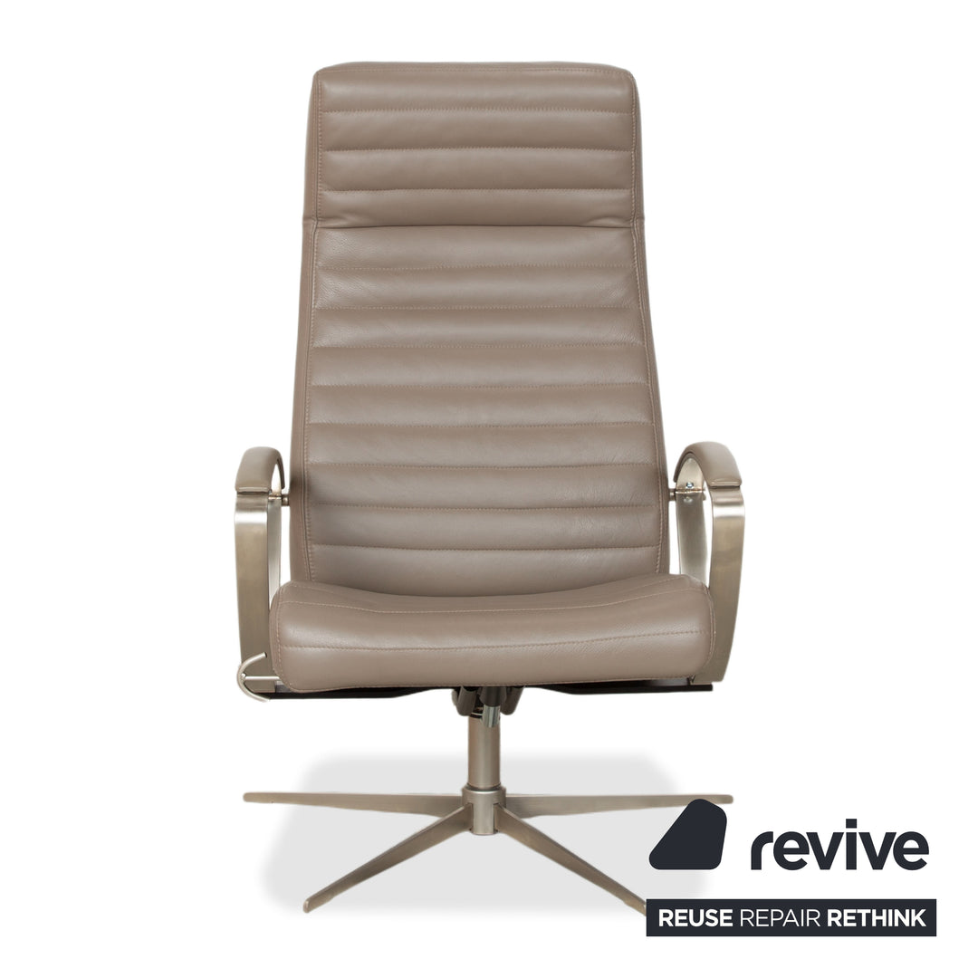 BoConcept Wing Armchair Leather Olive Green Beige Grey Taupe manual function