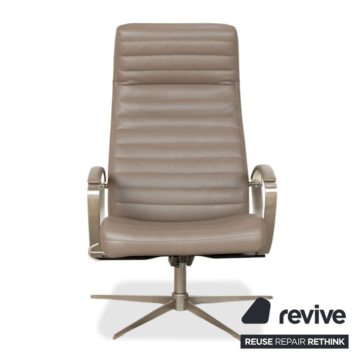BoConcept Wing Armchair Leather Olive Green Beige Grey Taupe manual function