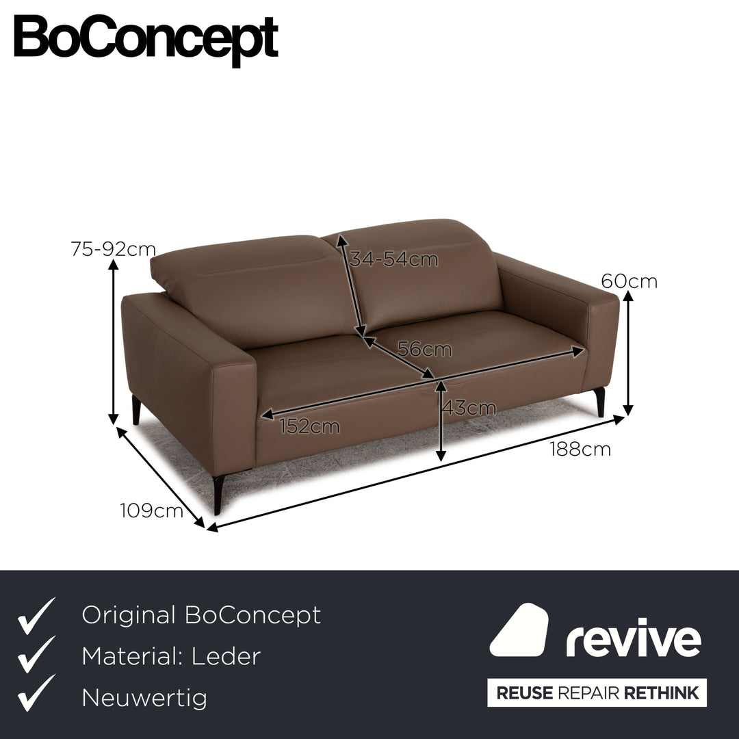 BoConcept Zurich Canapé 2 Places en Cuir Marron Taupe Fonction Canapé