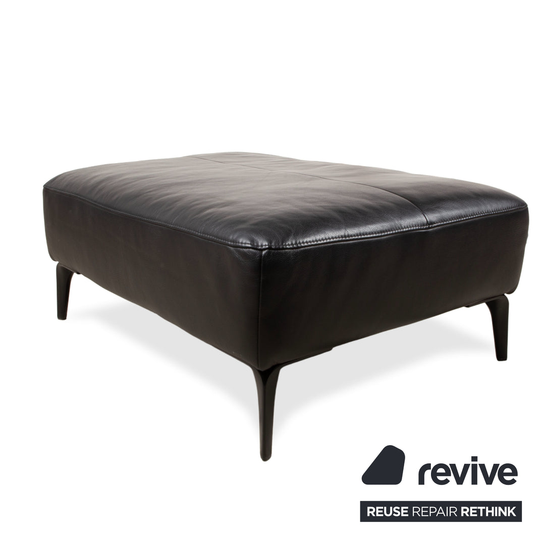 BoConcept Zurich Leather Two-Seater Ottoman Black Sofa Couch Manual Function