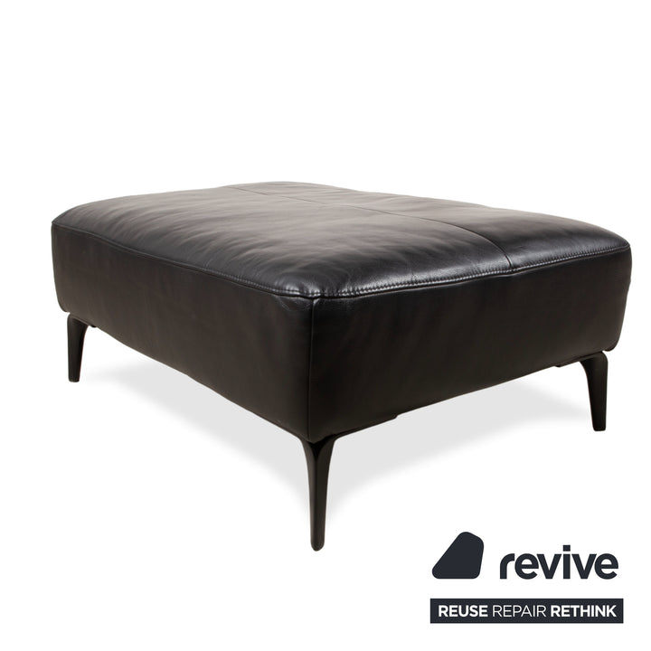 BoConcept Zurich Leather Two-Seater Ottoman Black Sofa Couch Manual Function