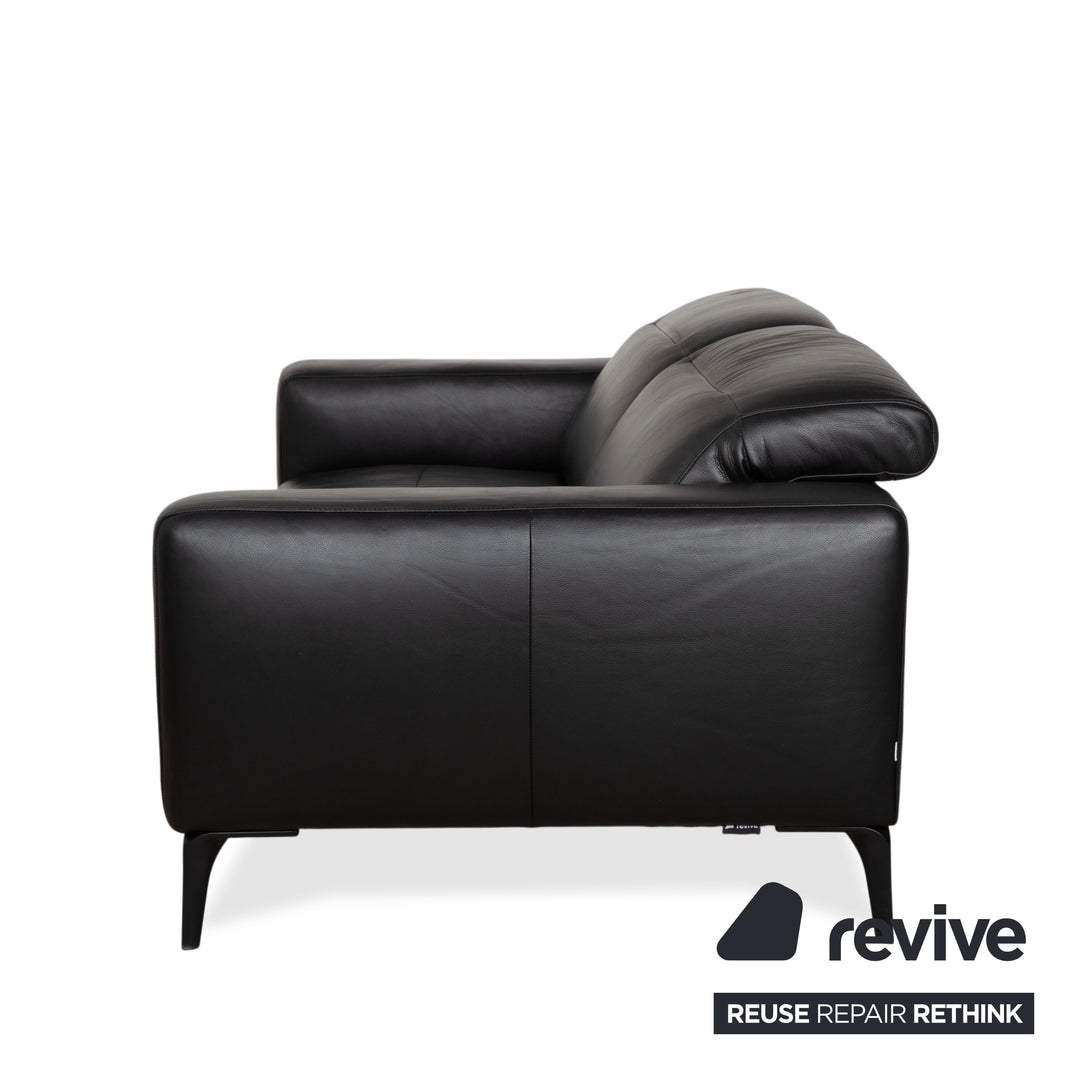 BoConcept Zurich Leather Two-Seater Ottoman Black Sofa Couch Manual Function