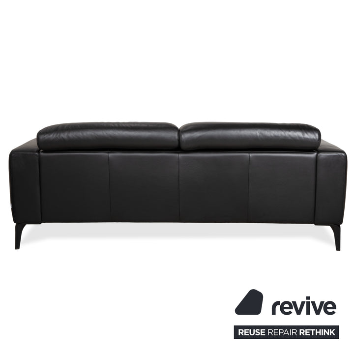 BoConcept Zurich Leather Two-Seater Ottoman Black Sofa Couch Manual Function