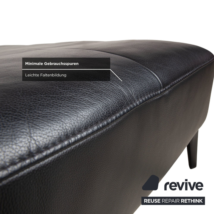 BoConcept Zurich Leather Two-Seater Ottoman Black Sofa Couch Manual Function