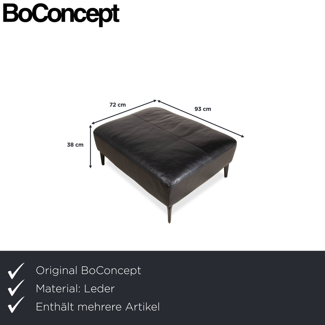 BoConcept Zurich Leather Two-Seater Ottoman Black Sofa Couch Manual Function