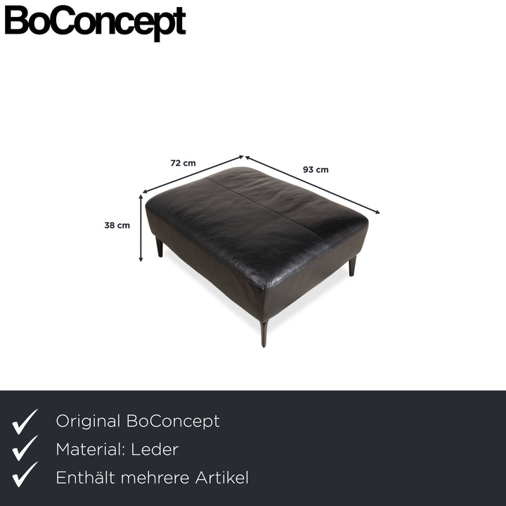 BoConcept Zurich Leather Two-Seater Ottoman Black Sofa Couch Manual Function