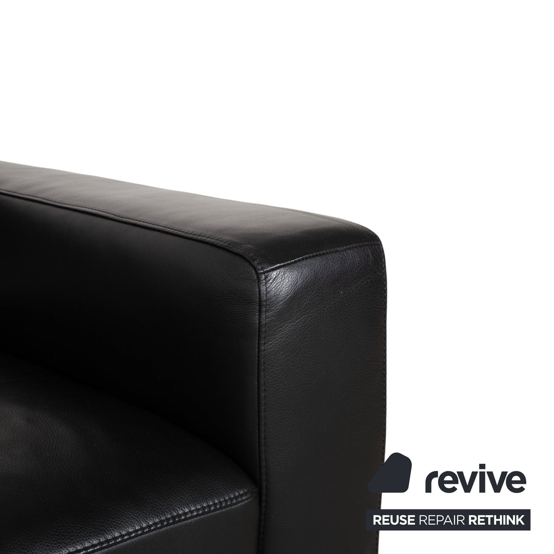 BoConcept Zurich Leather Two-Seater Black Sofa Couch Manual Function