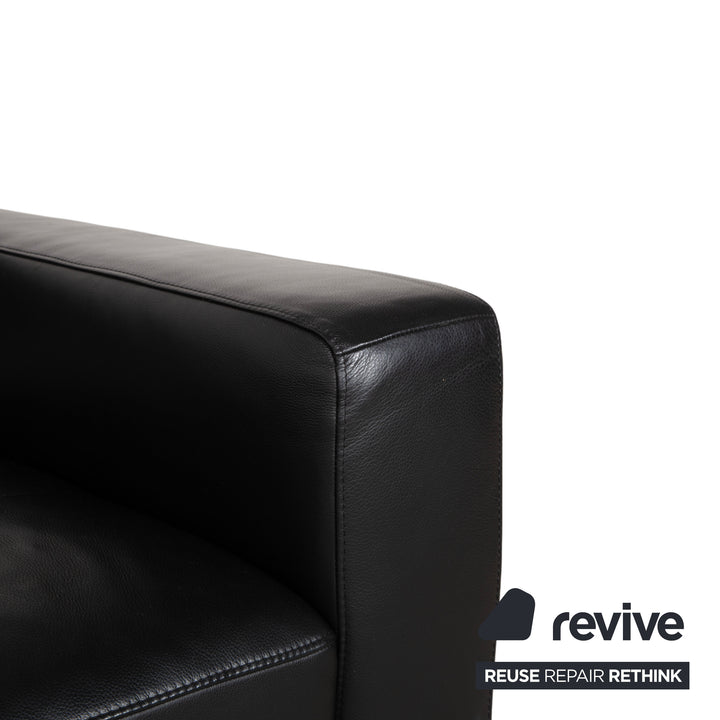 BoConcept Zurich Leather Two-Seater Black Sofa Couch Manual Function